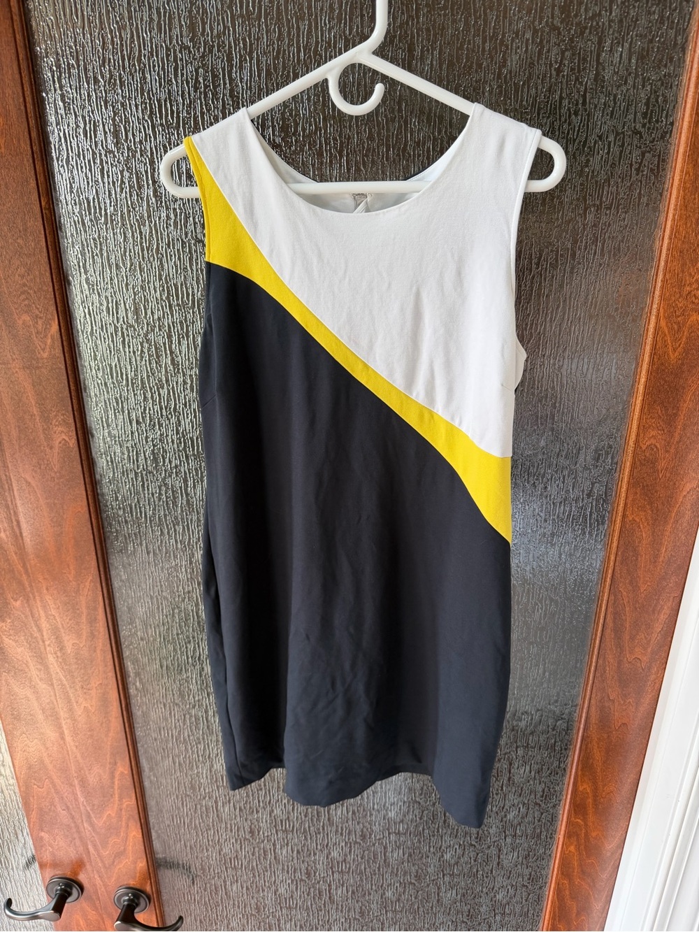 Banana Republic Colorblock Sleeveless Shift Dress Size 16 Black White Yellow